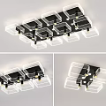 Modern Ceiling Light With Transparent Acrylic Panels And Black Geometric Frame 3d model