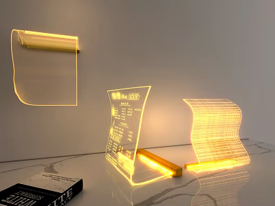 Modern Decorative Lights With Wall Mounted And Tabletop Designs Warm Yellow Glow Contemporary Home Decoration 3d model