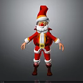Cartoon Santa Claus 3D Model In Red Outfit With White Beard And Gift Bag