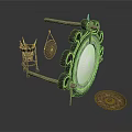 Traditional Musical Instruments Setup With Decorative Drum Frame Gong Stand And Components