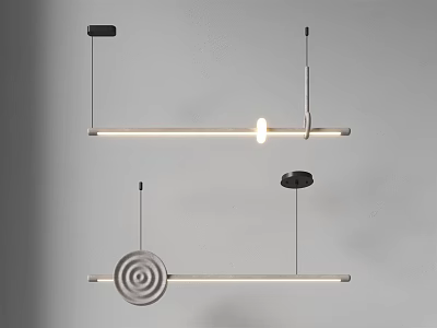 Modern Minimalist Pendant Lights with Sleek Linear Design and Circular Accent for Interior Decor 3d model