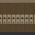 Natural Wood Storage Cabinet With Multiple Compartments And Decor Items On Shelves