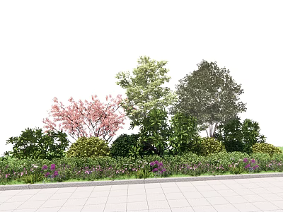 Modern shrub landscape plant green plant combination flowers and plants flower border plant group net red community plant shrub collocation 3d model