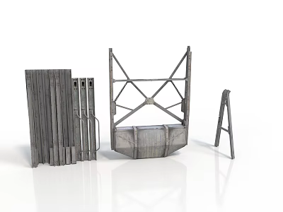 Assorted Metal Structural Components For Industrial Use Including Frames Panels And Ladder 3d model
