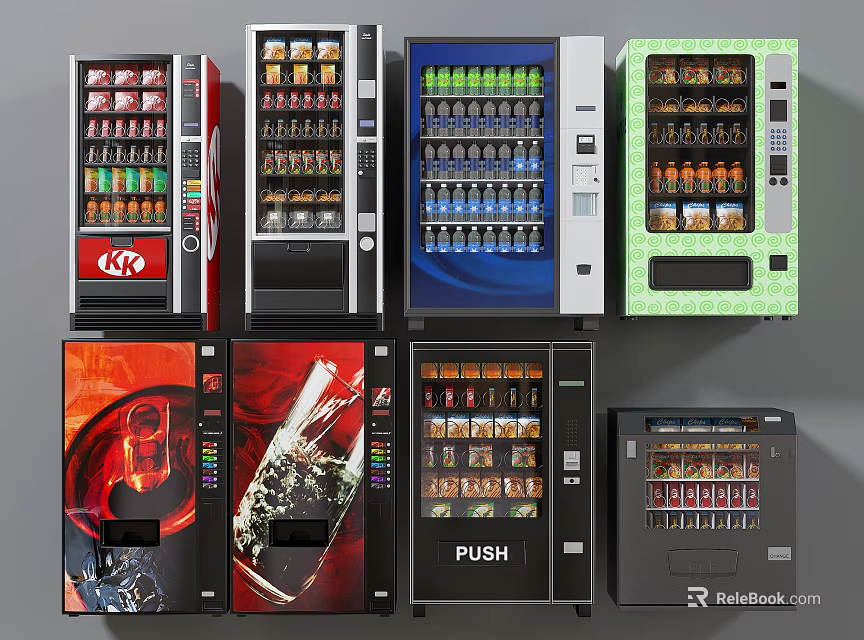 Commercial Vending Machines For Snack Beverage Items With Multiple Designs 3d model 