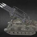 Military Armored Tank Featuring Camouflage Paint Missile Launcher System And Tracks