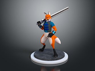 Modern game character fox warrior fox cartoon fox 3d model