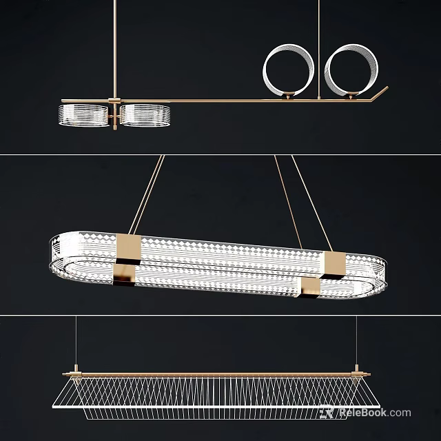 Modern Crystal Chandelier With Gold Frame And Linear Design For Interior Lighting 3d model