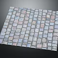 Colorful Small Square Mixed Stone Paved Surface With Grouted Joints And Tones 3d model
