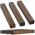 Three Brown Rustic Wooden Pillars With Natural Wood Grain And Cracks