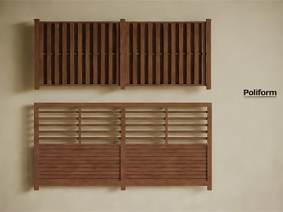 Wooden Railings With Vertical Slats And Horizontal Bar Designs For Home Interior 3d model
