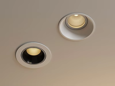 Modern Recessed Ceiling Lights With Round Frame And Warm Mesh Shade 3d model