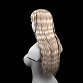 Game Movie Character 3D Model With Long Blonde Curly Hair Upper Body In Black Background
