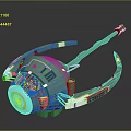 Green Cosmic Spacecraft Model With Transparent Cockpit And Circular Ring Structure Design 3d model