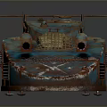 Blue Rusted Vintage Boat Model With Metal Structure And Details