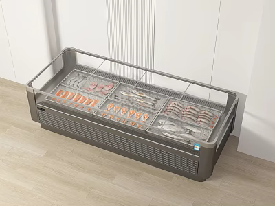 Commercial Display Freezer With Glass Door For Frozen Meat And Seafood Storage 3d model
