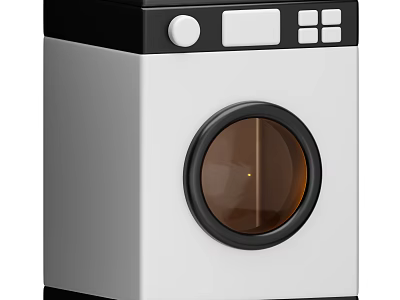 Modern Black And White Washing Machine With Round Transparent Door And Control Panel 3d model
