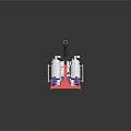 Industrial Integrated Equipment With Red Frame White Storage Tanks Blue Components And Mechanical Piping Arm