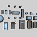 Retro Scene Components Including Doors Windows Cabinets Panels With Various Shapes 3d model