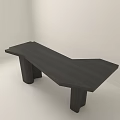 Modern Office Desk With Black Surface Unique Shape And Sturdy Pillar Legs 3d model