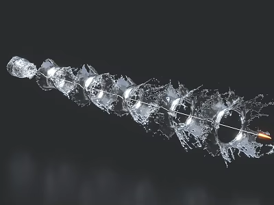 Unique Transparent Decorative Ornament Set with Spiral Ring Structures and Ice Crystal Texture 3d model