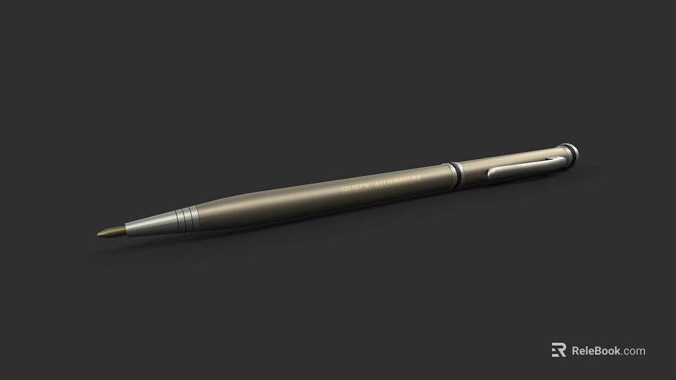 Sleek Metallic Pen With Cap On Dark Background Modern Writing Instrument 3d model 