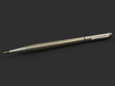 Sleek Metallic Pen With Cap On Dark Background Modern Writing Instrument 3d model