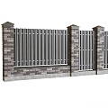 Modern partition fence brick European picket gate 3d model