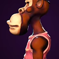 Two Cartoon Monkey Characters With Black Hats Pink Vests And Expressive Faces