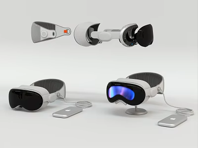 Advanced VR Headset And Controller Design With Carbon Fiber And Blue Lens Accessories 3d model