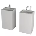 Two Modern White Pedestal Washbasins With Sleek Faucets And Minimalist Design