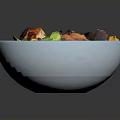 Healthy Fresh Grilled Chicken Salad Bowl With Lettuce Tomato And Vegetables In Blue Bowl