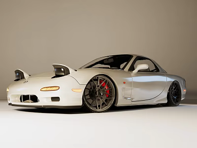 White Modified Sports Car with Alloy Wheels Red Brake Calipers and Sporty Exterior Design 3d model