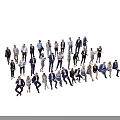Group of Diverse Business Professionals in Formal Attire Standing and Sitting