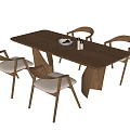 Modern Dining Table and Chair Combination Dining Chair Square Dining Table Single Chair 3d model