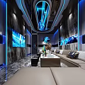 Modern KTV Interior Design With Neon Lights Comfortable Sofa And Large Screen 3d model