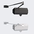 Black and White Door Closers with Metal Arms and Mounting Hardware