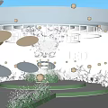 Elegant Banquet Hall Interior With Round Stage Decorative Flowers And Circular Chandelier