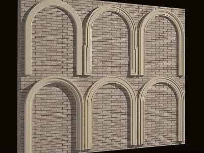 Traditional Door Arches On Brick Wall Architectural Design Elements 3d model