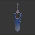 Futuristic Fantasy Weapon With Purple Blue Gradient Ring Shaped Top And Shiny Decorative Base