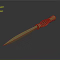 Golden Dagger with Intricate Woven Handle Design Sharp Blade on Dark Background with Reflection 3d model