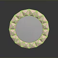 Modern Geometric Faceted Circular Mirror With Metallic Finish For Home Decor