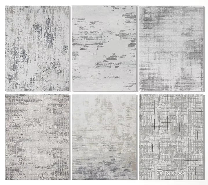 Stylish Square Rugs With Various Textured Patterns For Modern Home Decor 3d model