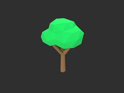 Low Poly Plant Painting Featuring Green Tree With Brown Trunk On Dark Background 3d model