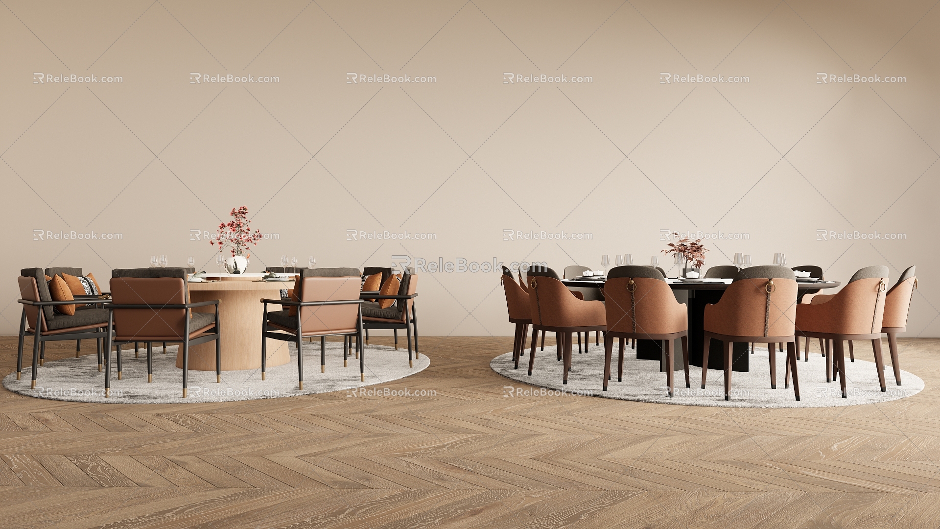 New Chinese Dining Table and Chair Combination 3d model