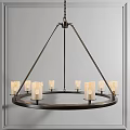 Stylish Circular Chandelier With Metallic Frame And Multiple Candle Shaped Lights 3d model