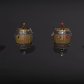 Barrel Shaped Character Creatures With Red Eyes Wheels And Colorful Exteriors