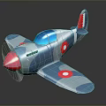 Toy Airplane Model with Blue Gray Body Red Nose Propeller and Circle Markings