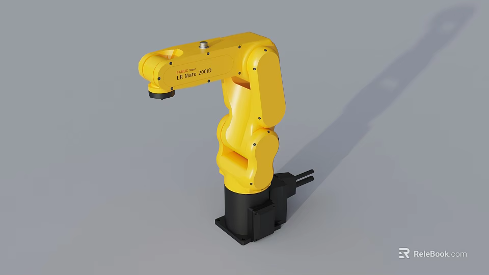 Smart Machine Yellow Industrial Robotic Arm DT ARM 200 with Black Base Design 3d model 