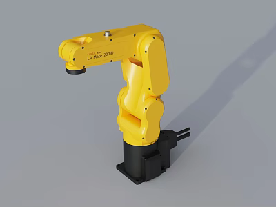 Smart Machine Yellow Industrial Robotic Arm DT ARM 200 with Black Base Design 3d model